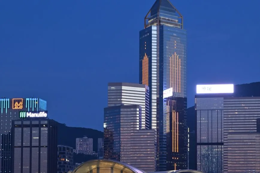 The Hong Kong skyline at blue hour